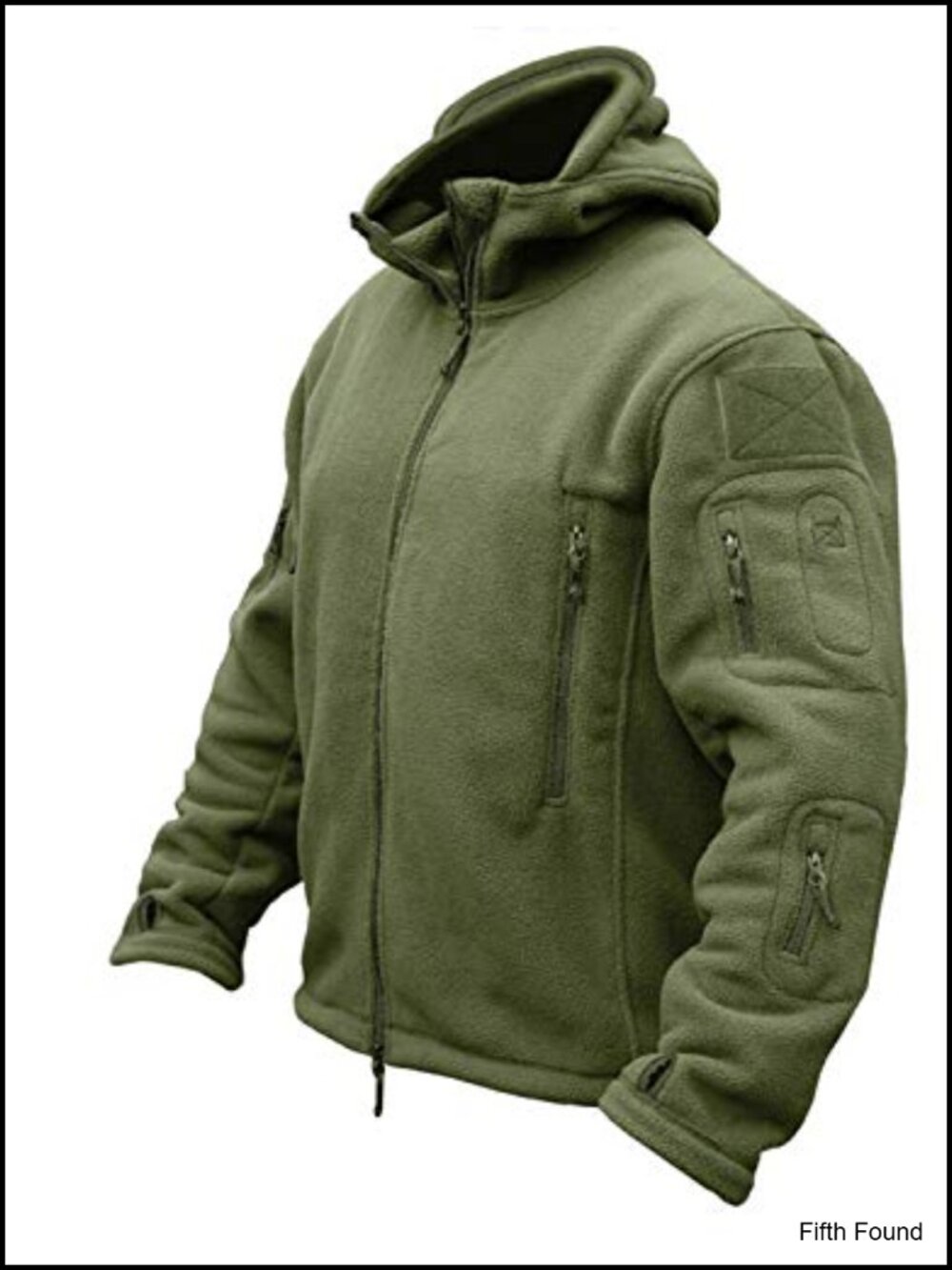 Men's Tactical Fleece Jacket Full Zip Hooded Windproof Winter Coat with